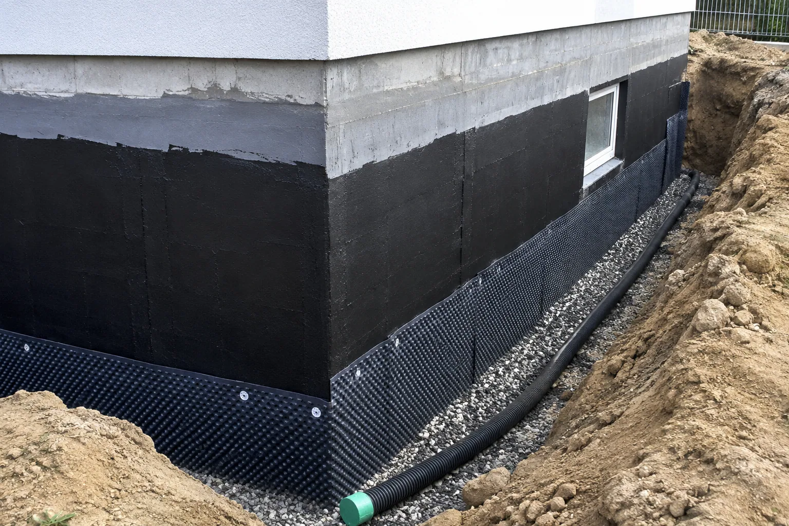 Außenabdichtung einer freigelegten Kellerwand